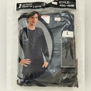 Dark Navy Blue Set Of Men’s Thermal Longsleeve Shirt Top & Pants Bottoms Size L